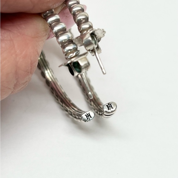 John Hardy Bedeg Lava Black Sapphire Hoop Earrings .925 - Picture 6 of 9